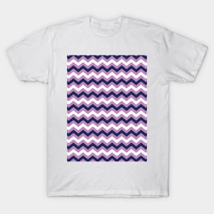 Navy Blue, Lavender and White Chevron Zigzag Pattern T-Shirt